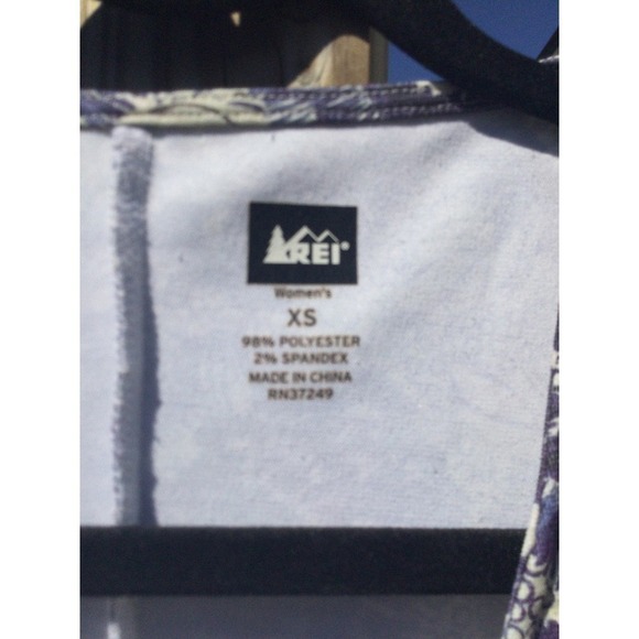 REI Women Mini Dress Size XS Grey Purple Surplice Neckline Floral Camping Hiking - Picture 2 of 10